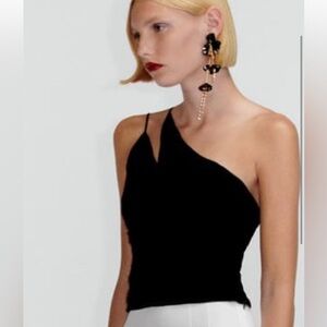 Zara Black One-Shoulder Top